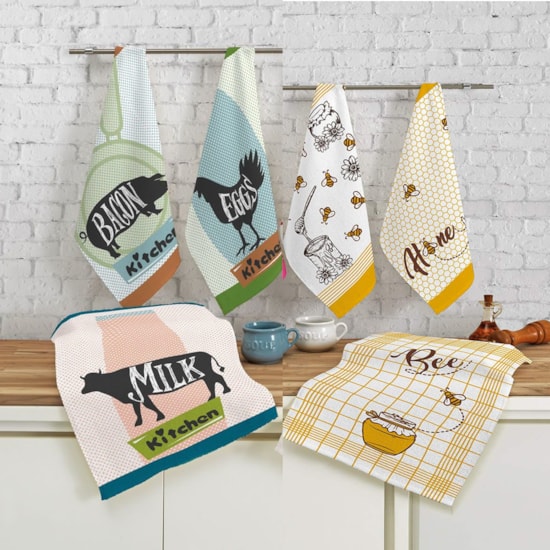 Kit Pano de Copa Teka Fiori Kitchen e Bee 6 Peças Kit Pano de Copa Teka Fiori Kitchen e Bee 6 Peças