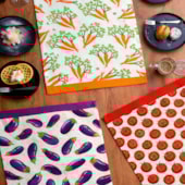 Kit Pano de Copa Teka Fiori Legumes e Patisserie 6 Peças