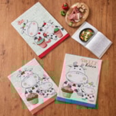 Kit Pano de Copa Teka Fiori Vaquinhas e Pássaro 6 Peças