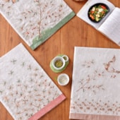 Kit Pano de Copa Teka Fiori Vaquinhas e Pássaro 6 Peças