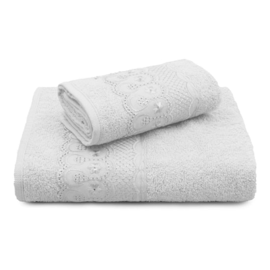 Kit Toalhas Banho e Rosto Bordare 2 Peças Branco