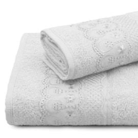 Kit Toalhas Banho e Rosto Bordare 2 Peças Branco Kit Toalhas Banho e Rosto Bordare 2 Peças Branco