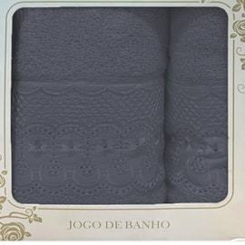 Kit Toalhas Banho e Rosto Bordare 2 Peças Cinza Dove Kit Toalhas Banho e Rosto Bordare 2 Peças Cinza Dove