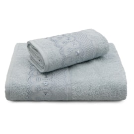 Kit Toalhas Banho e Rosto Bordare 2 Peças Cinza Vapor Kit Toalhas Banho e Rosto Bordare 2 Peças Cinza Vapor