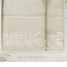 Kit Toalhas Banho e Rosto Bordare 2 Peças Pérola Kit Toalhas Banho e Rosto Bordare 2 Peças Pérola