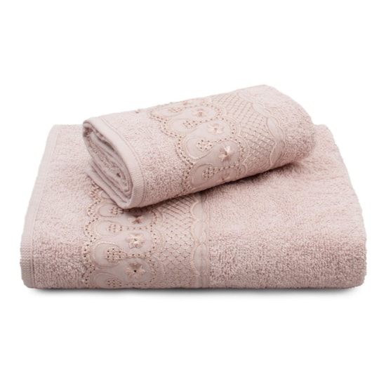 Kit Toalhas Banho e Rosto Bordare 2 Peças Rosa Secret