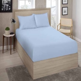 Lençol Avulso Casal Com Elástico Premium Percal 200 Fios Azul Lençol Avulso Casal Com Elástico Premium Percal 200 Fios Azul