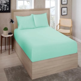 Lençol Avulso Queen Com Elástico Premium 180 Fios Verde Água Lençol Avulso Queen Com Elástico Premium 180 Fios Verde Água