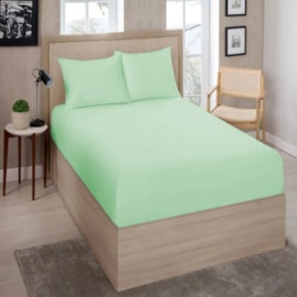 Lençol Avulso Solteiro King Com Elástico Premium 180 Fios Verde Claro Lençol Avulso Solteiro King Com Elástico Premium 180 Fios Verde Claro