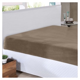 Lençol de Plush com elástico Queen Hedrons Taupe Lençol de Plush com elástico Queen Hedrons Taupe