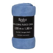 Manta Casal Fleece Microfibra Lisa Sultan Realce Cor: Azul