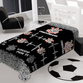 Manta de Microfibra Soft Solteiro Jolitex Time Corinthians Manta de Microfibra Soft Solteiro Jolitex Time Corinthians