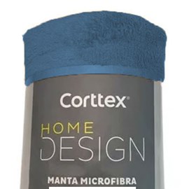 Manta de Microfibra Solteiro Corttex Home Desing Azul 1,50m x 2,00m