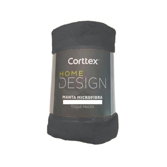 Manta de Microfibra Solteiro Corttex Home Desing Grafite 1,50m x 2,00m