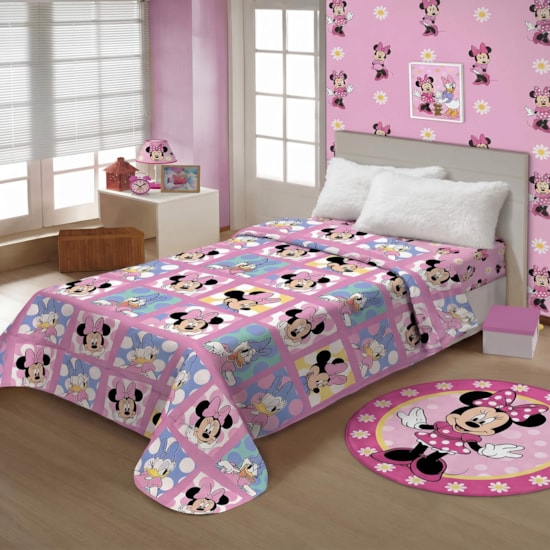 Manta Microfibra Minnie e Margarida Disney Solteiro Jolitex
