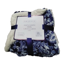 Manta Sherpa Casal Andreza Arabesco Azul Manta Sherpa Casal Andreza Arabesco Azul