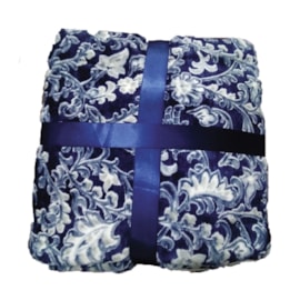 Manta Sherpa Casal Andreza Arabesco Azul Manta Sherpa Casal Andreza Arabesco Azul