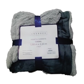 Manta Sherpa Casal Andreza Cinza Escuro Manta Sherpa Casal Andreza Cinza Escuro