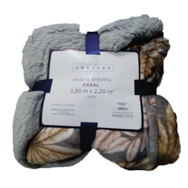 Manta Sherpa Casal Andreza Flores Cinza Manta Sherpa Casal Andreza Flores Cinza