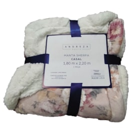 Manta Sherpa Casal Andreza Flores Rosa Manta Sherpa Casal Andreza Flores Rosa