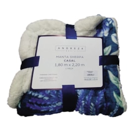 Manta Sherpa Casal Andreza Flores Verde Manta Sherpa Casal Andreza Flores Verde