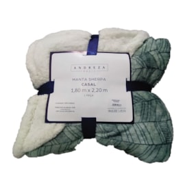 Manta Sherpa Casal Andreza Geométrico Verde Manta Sherpa Casal Andreza Geométrico Verde