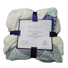 Manta Sherpa Casal Andreza Zig Zag Azul Manta Sherpa Casal Andreza Zig Zag Azul