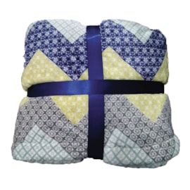 Manta Sherpa Casal Andreza Zig Zag Azul Manta Sherpa Casal Andreza Zig Zag Azul