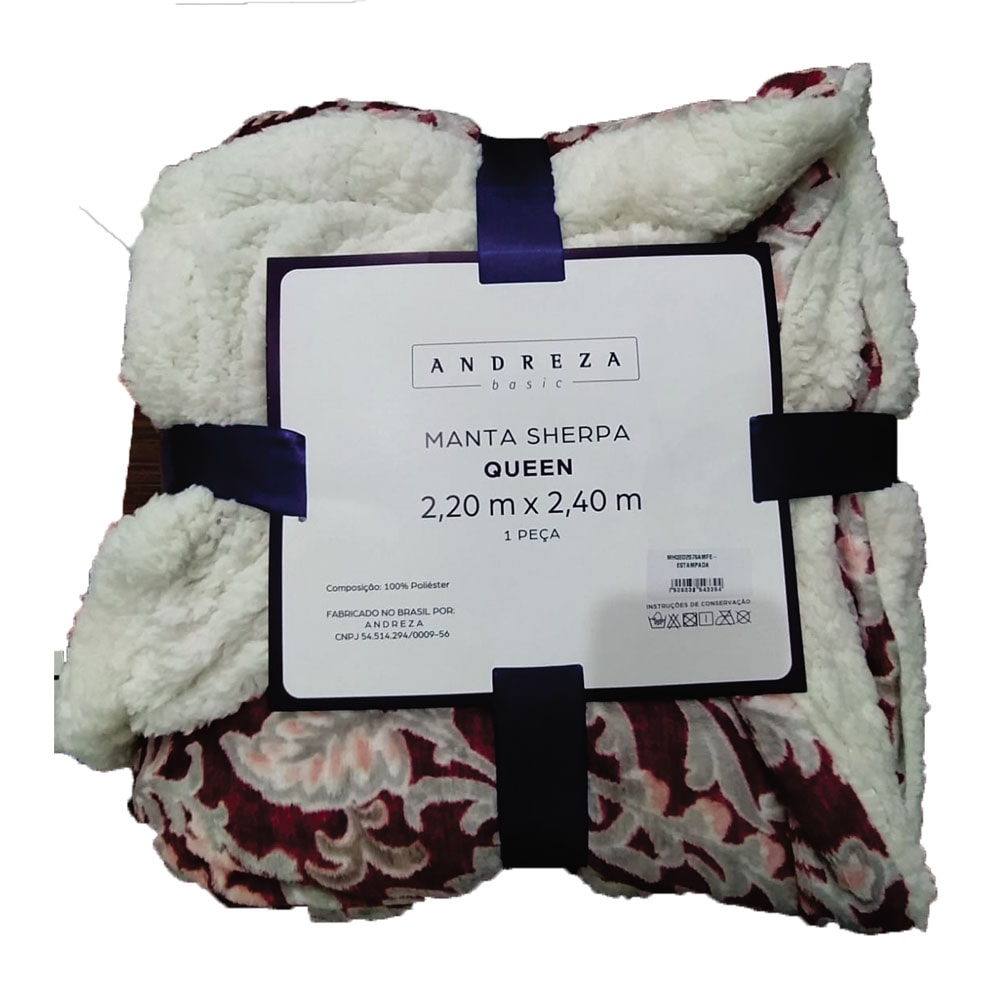 Manta Sherpa Queen Andreza Azul Claro