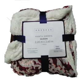 Manta Sherpa Queen Andreza Arabesco Vinho Manta Sherpa Queen Andreza Arabesco Vinho