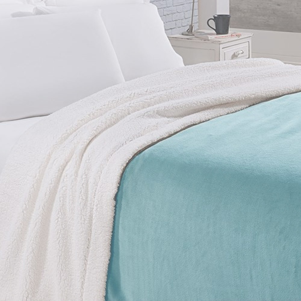 Manta Sherpa Queen Andreza Azul Claro