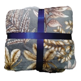 Manta Sherpa Queen Andreza Cinza Florido Manta Sherpa Queen Andreza Cinza Florido