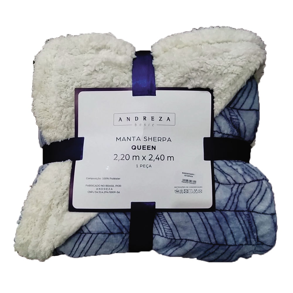 Manta Sherpa Queen Andreza Azul Claro