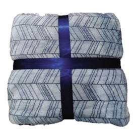 Manta Sherpa Queen Andreza Geométrico Azul Manta Sherpa Queen Andreza Geométrico Azul