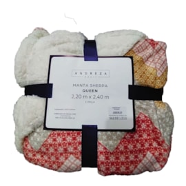 Manta Sherpa Queen Andreza Zig Zag Laranja Manta Sherpa Queen Andreza Zig Zag Laranja