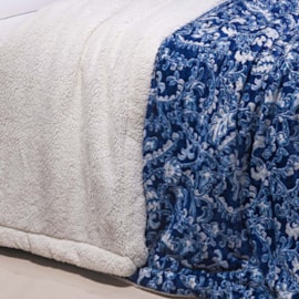 Manta Sherpa Solteiro Andreza Arabesco Azul Manta Sherpa Solteiro Andreza Arabesco Azul