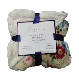 Manta Sherpa Solteiro Andreza Flores Bege Manta Sherpa Solteiro Andreza Flores Bege
