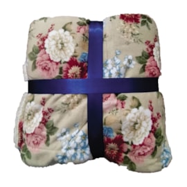 Manta Sherpa Solteiro Andreza Flores Bege Manta Sherpa Solteiro Andreza Flores Bege