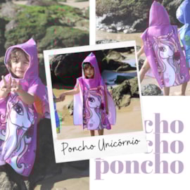 Poncho de Praia Infantil com Capuz Unicórnio Poncho de Praia Infantil com Capuz Unicórnio