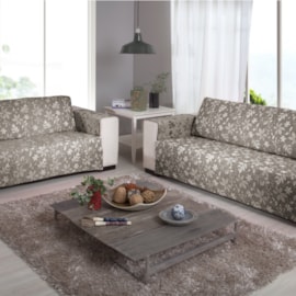 Protetor Para Sofá Cristal Jacquard Bege Floral Protetor Para Sofá Cristal Jacquard Bege Floral