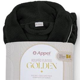 Roupão Microfibra Flannel Golden Appel M Preto