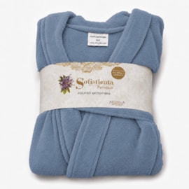 Roupão Microfibra Sofisticata Premium Azul de Inverno G