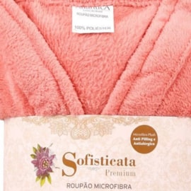 Roupão Microfibra Sofisticata Premium Coral GG
