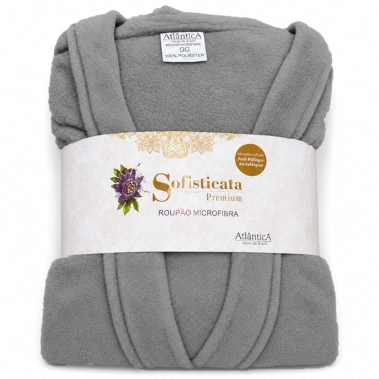 Roupão Microfibra Sofisticata Premium Platina GG