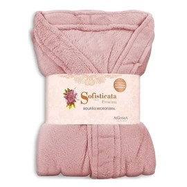 Roupão Microfibra Sofisticata Premium Rosa Retrô M