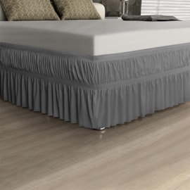 Saia Box Solteiro Malha Adomes Cinza Saia Box Solteiro Malha Adomes Cinza