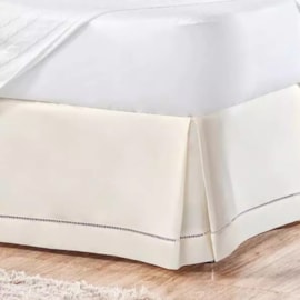 Saia Cama Box Casal Mel Ponto Palito Marfim Saia Cama Box Casal Mel Ponto Palito Marfim