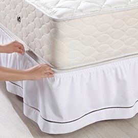 Saia Cama Box Casal Veste Fácil Santista Branco Saia Cama Box Casal Veste Fácil Santista Branco