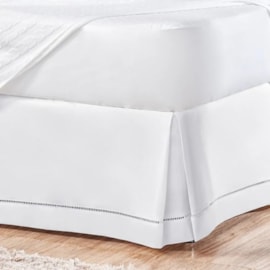 Saia Cama Box Queen Mel Ponto Palito Branco Saia Cama Box Queen Mel Ponto Palito Branco