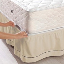 Saia Cama Box Solteiro Veste Fácil Santista Bege Saia Cama Box Solteiro Veste Fácil Santista Bege